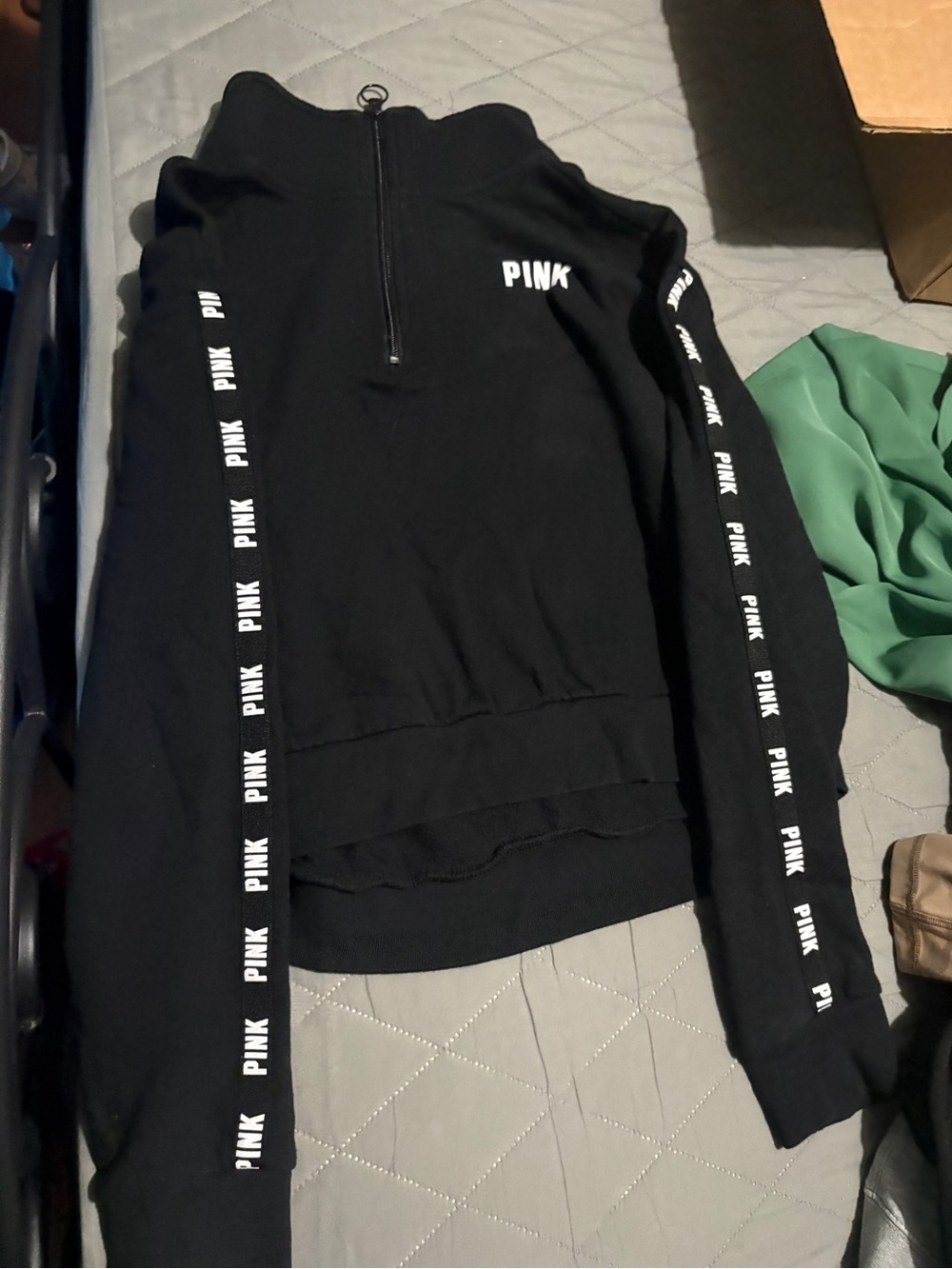 PINK Victoria's Secret Black Half-Zip Logo Sweatshirt